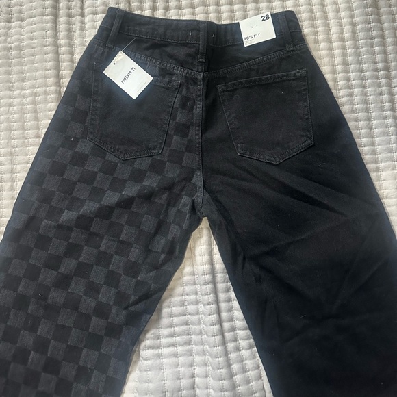 F21 Black and grey checkered 90s fit pants - Picture 3 of 4